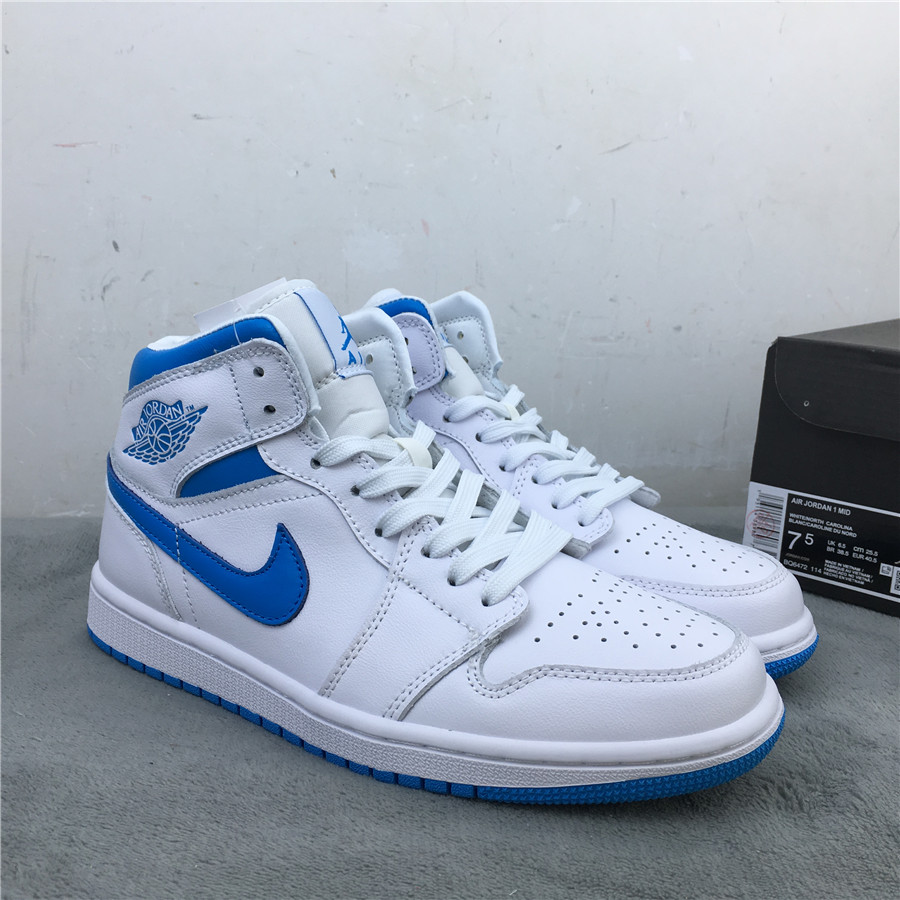 2020 Air Jordan Mid UNC White Blue Shoes